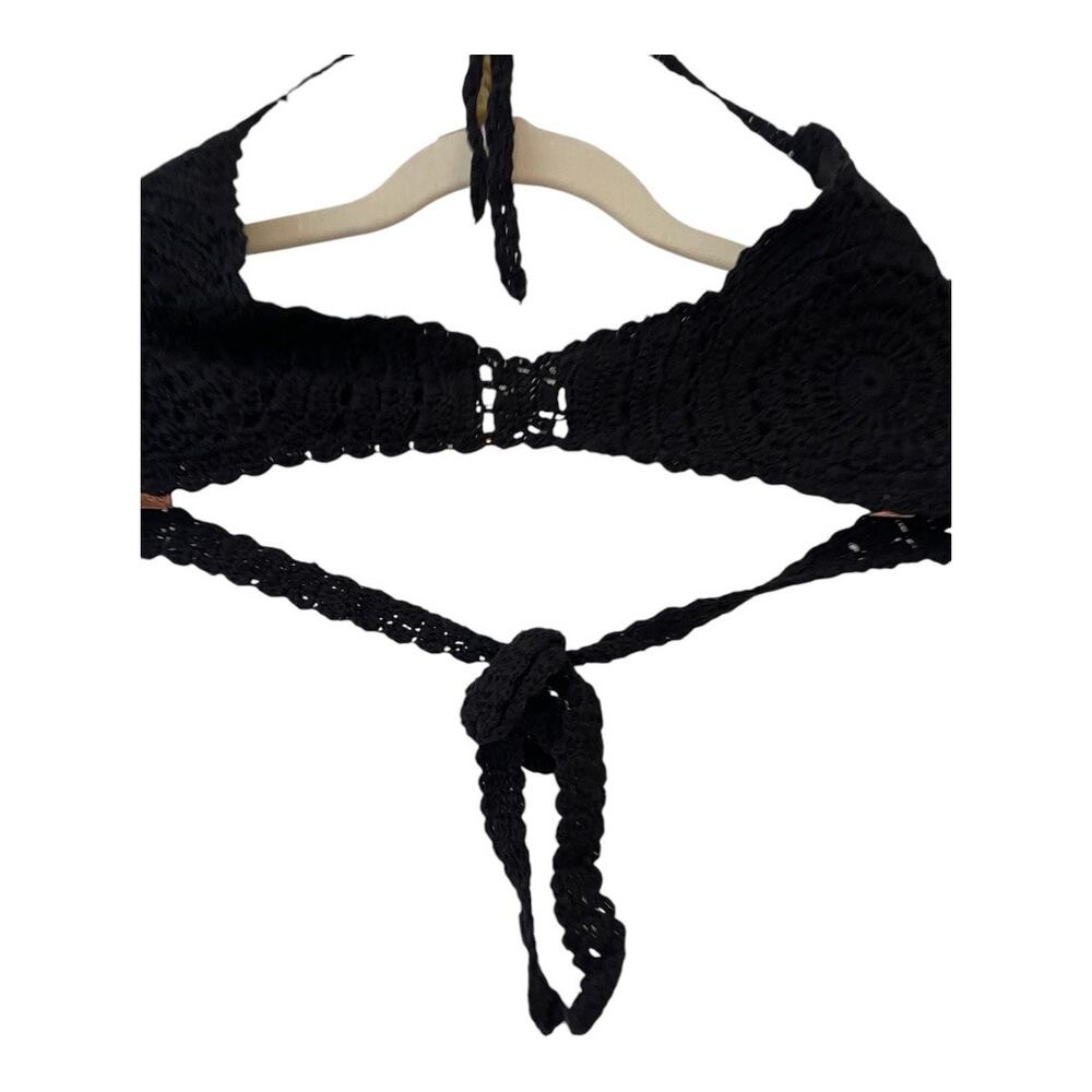 Belle Crochet Swim Halter Bikini Top Swimsuit Bathing Suit Knit Boho Beachy XL